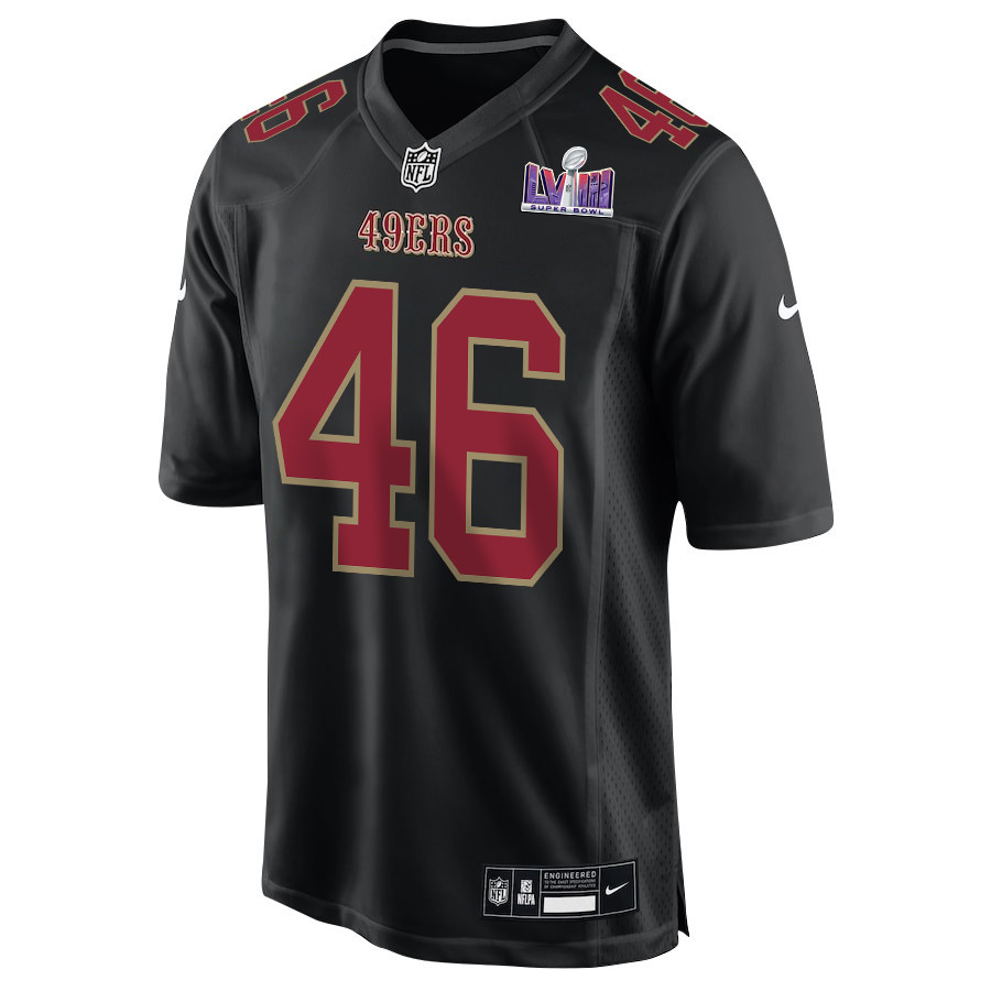 Alternative view of Taybor Pepper 46 San Francisco 49ers Super Bowl LVIII Patch Fashion Game Men Jersey - Carbon Black JS5066 nicesnker