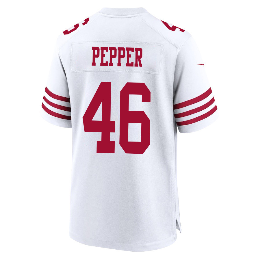 Taybor Pepper 46 San Francisco 49ers Super Bowl LVIII Patch Game Men Jersey - White JS3806 nicesnker - Image 3