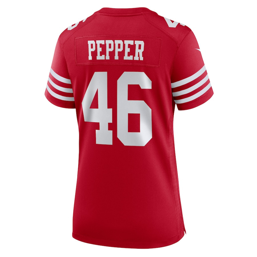 Taybor Pepper 46 San Francisco 49ers Women's Game Jersey - Scarlet JS9798 nicesnker - Image 3