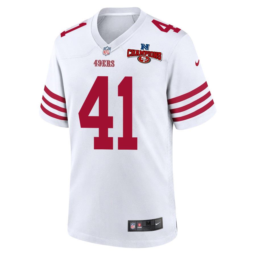 Alternative view of Tayler Hawkins 41 San Francisco 49ers NFC Champions Patch Game Men Jersey - White JS2830 nicesnker