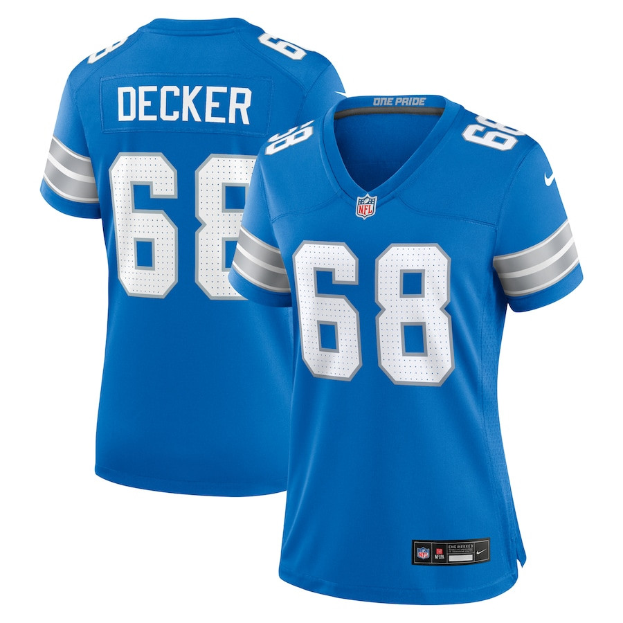 Taylor Decker 68 Detroit Lions Women's Team Game Jersey - Blue JS2058 nicesnker