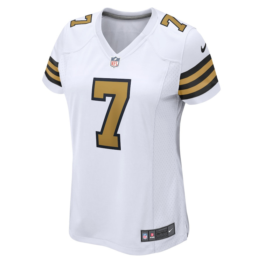 Alternative view of Taysom Hill 7 New Orleans Saints Women Alternate Game Jersey - White JS2428 nicesnker