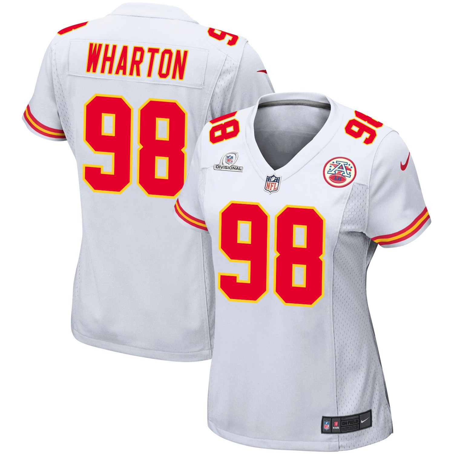 Tershawn Wharton 98 Kansas City Chiefs Super Bowl LVIII Patch Game Women Jersey - White JS3671 nicesnker