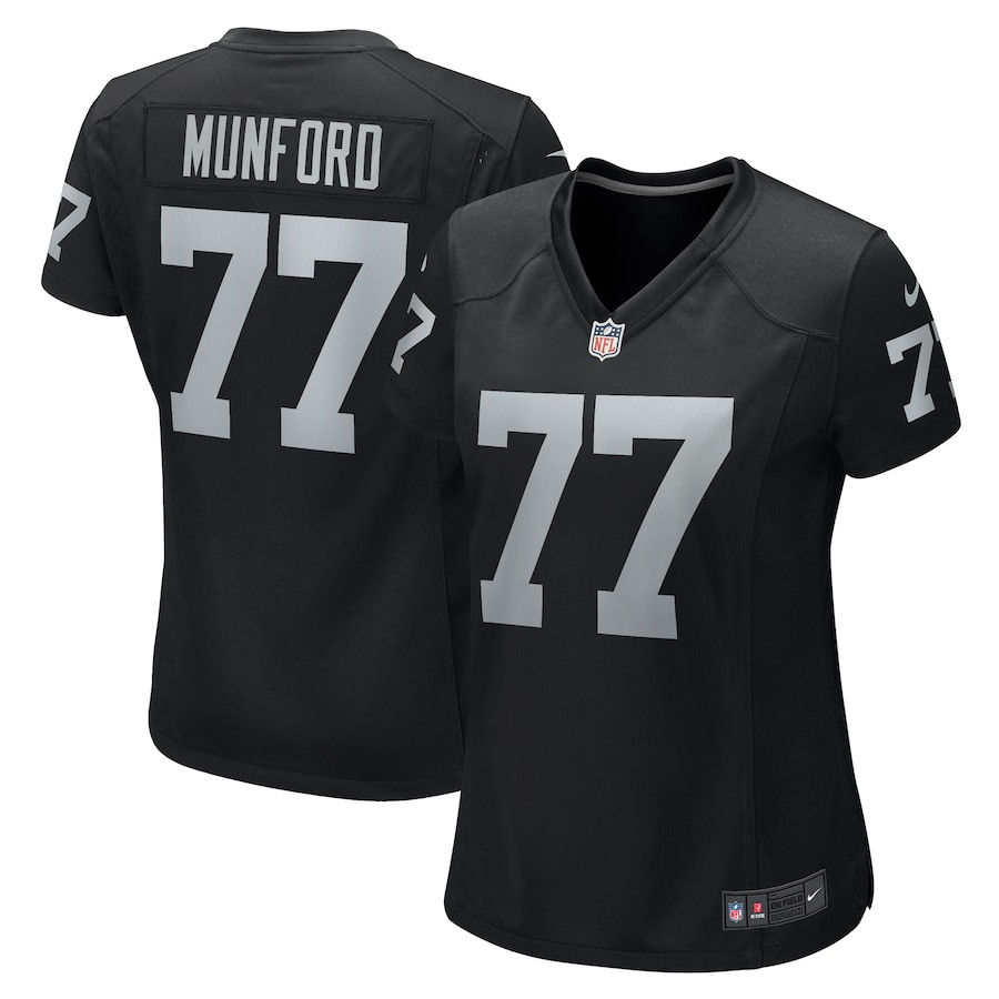 Thayer Munford Jr. 77 Las Vegas Raiders Women's Team Game Jersey - Black JS5061 nicesnker