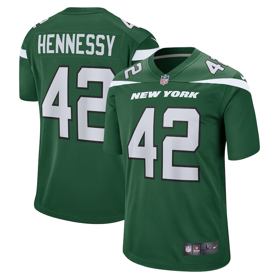 Thomas Hennessy 42 New York Jets Men Game Jersey - Gotham Green JS4102 nicesnker