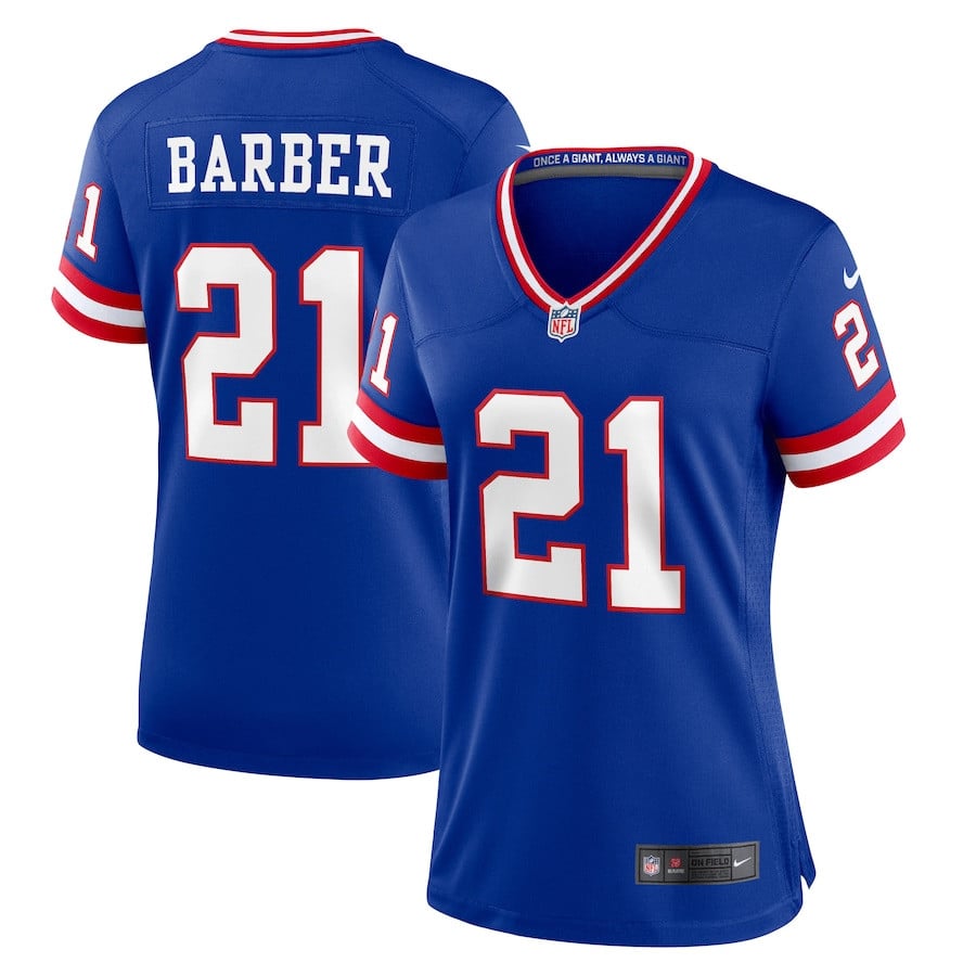Tiki Barber 21 New York Giants Women Classic Retired Game Jersey - Royal JS8176 nicesnker