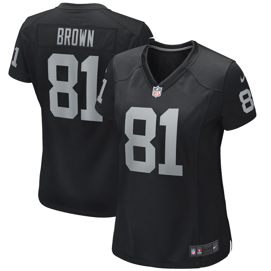 Tim Brown 81 Las Vegas Raiders Women Game Retired Jersey - Black JS4799 nicesnker