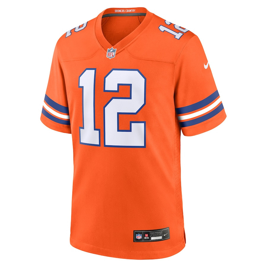 Alternative view of Tim Patrick 12 Denver Broncos Mile High Collection 1977 Throwback Player Game Men Jersey - Orange JS2909 nicesnker