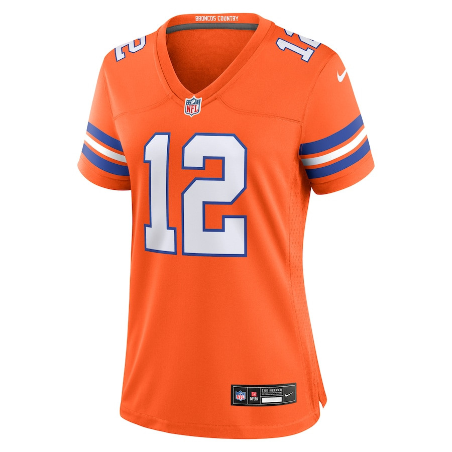 Alternative view of Tim Patrick 12 Denver Broncos Women's Mile High Collection 1977 Throwback Player Game Jersey - Orange JS3996 nicesnker