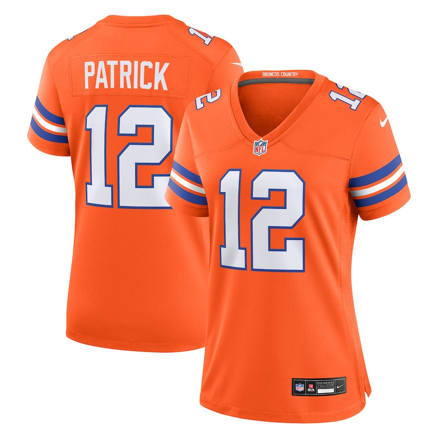 Tim Patrick 12 Denver Broncos Women's Mile High Collection 1977 Throwback Player Game Jersey - Orange JS3996 nicesnker