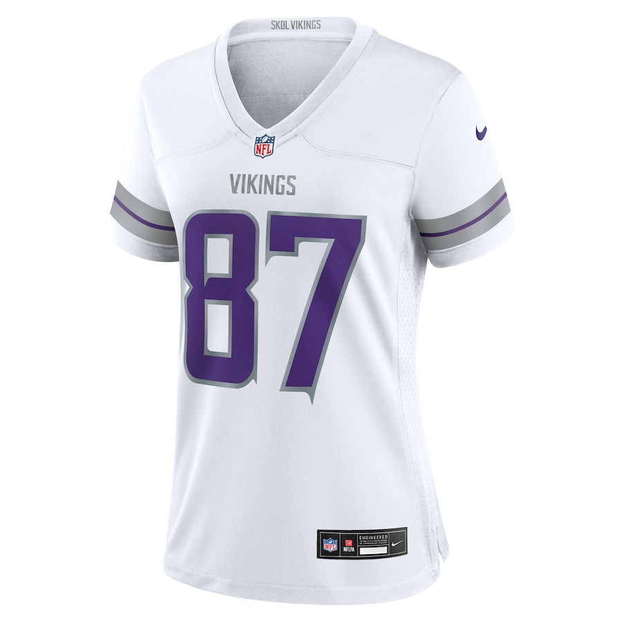 Alternative view of T.J. Hockenson 87 Minnesota Vikings Women's Alternate Game Player Jersey - White JS5887 nicesnker