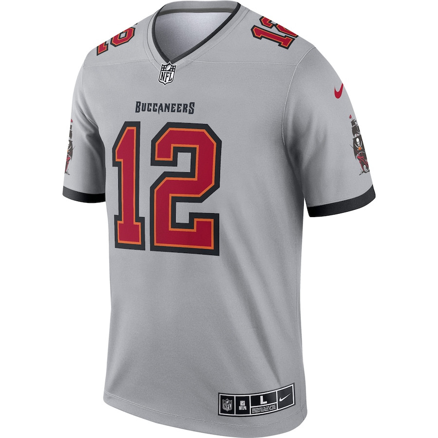 Alternative view of Tom Brady 12 Tampa Bay Buccaneers Men Inverted Legend Jersey - Gray JS9835 nicesnker