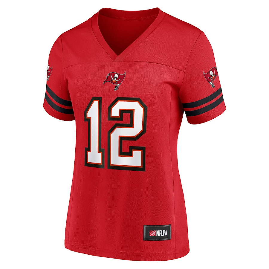 Alternative view of Tom Brady 12 Tampa Bay Buccaneers Women Game Jersey - Red JS6392 nicesnker