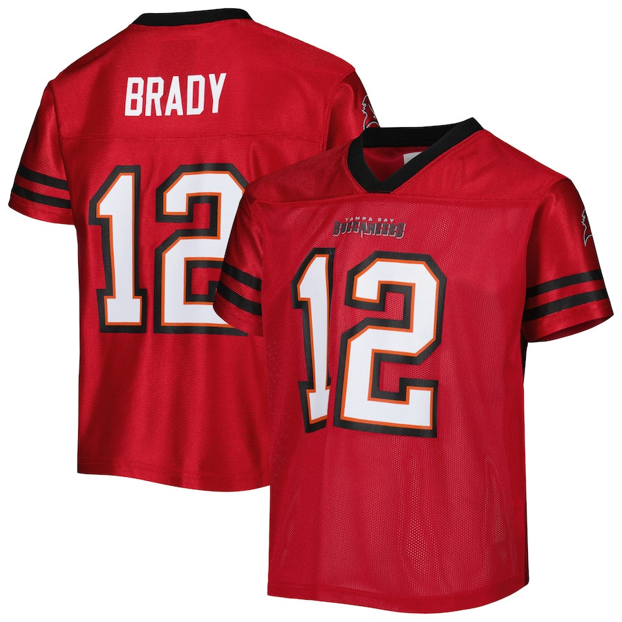 Tom Brady 12 Tampa Bay Buccaneers YOUTH Game Jersey - Red JS2802 nicesnker