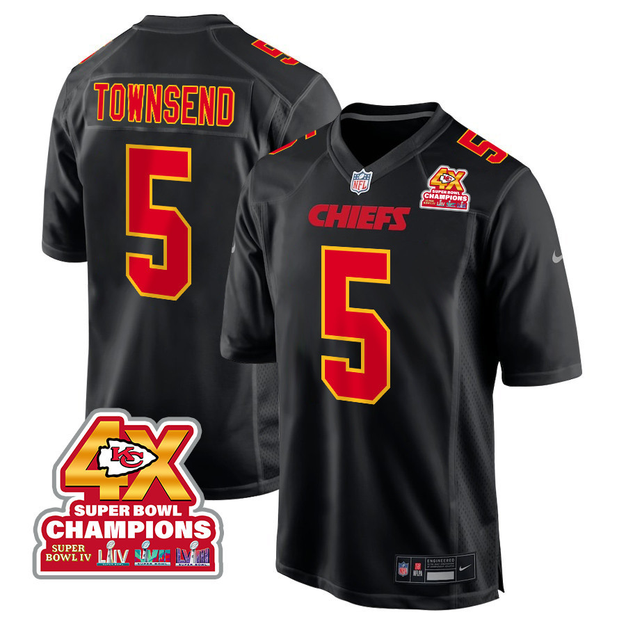 Tommy Townsend 5 Kansas City Chiefs Super Bowl LVIII Champions 4X Fashion Game Men Jersey - Carbon Black JS3637 nicesnker