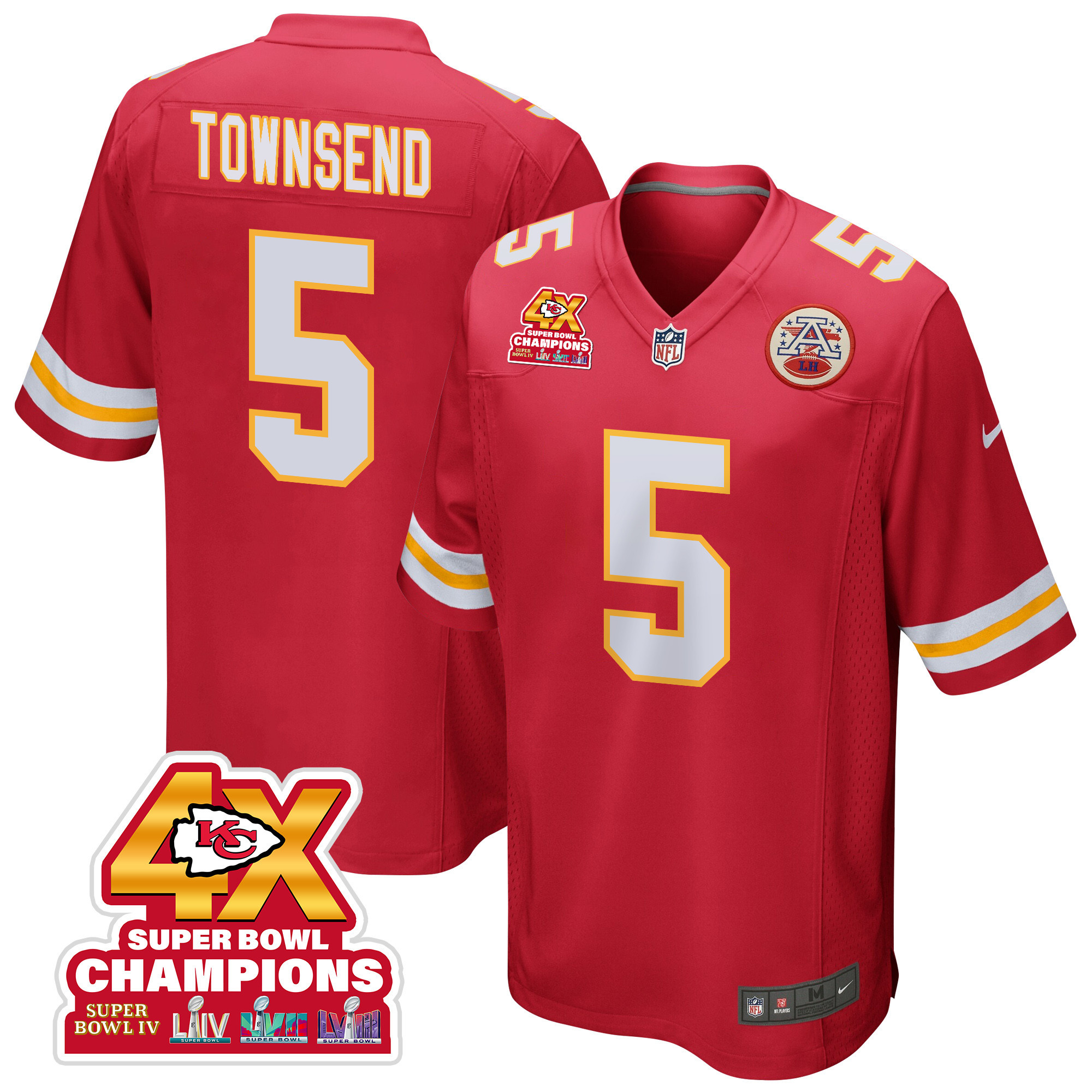 Tommy Townsend 5 Kansas City Chiefs Super Bowl LVIII Champions 4X Game Men Jersey - Red JS6575 nicesnker