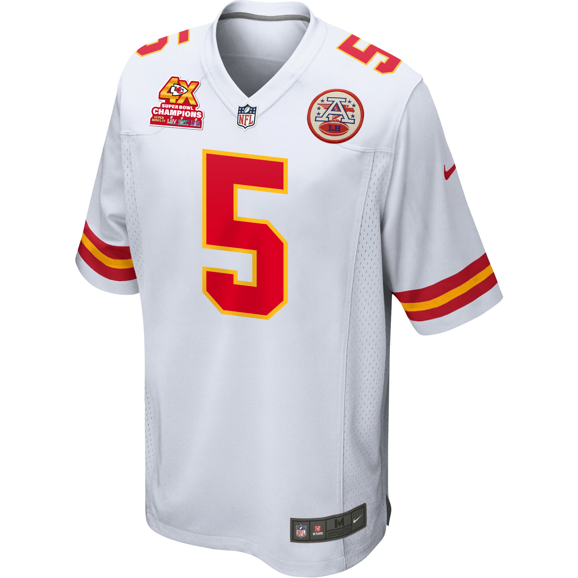Alternative view of Tommy Townsend 5 Kansas City Chiefs Super Bowl LVIII Champions 4X Game Men Jersey - White JS3298 nicesnker