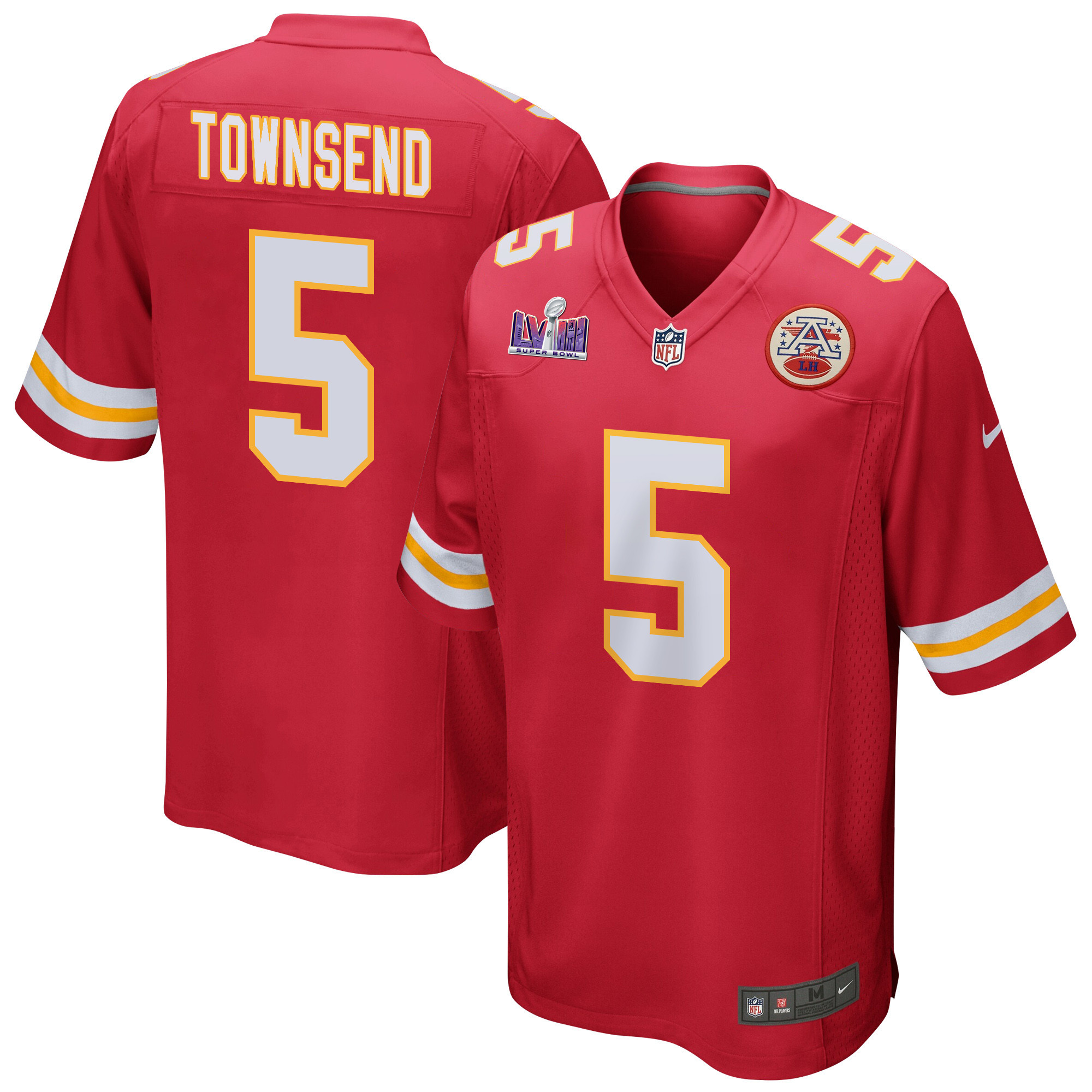Tommy Townsend 5 Kansas City Chiefs Super Bowl LVIII Patch Game Men Jersey - Red JS6161 nicesnker