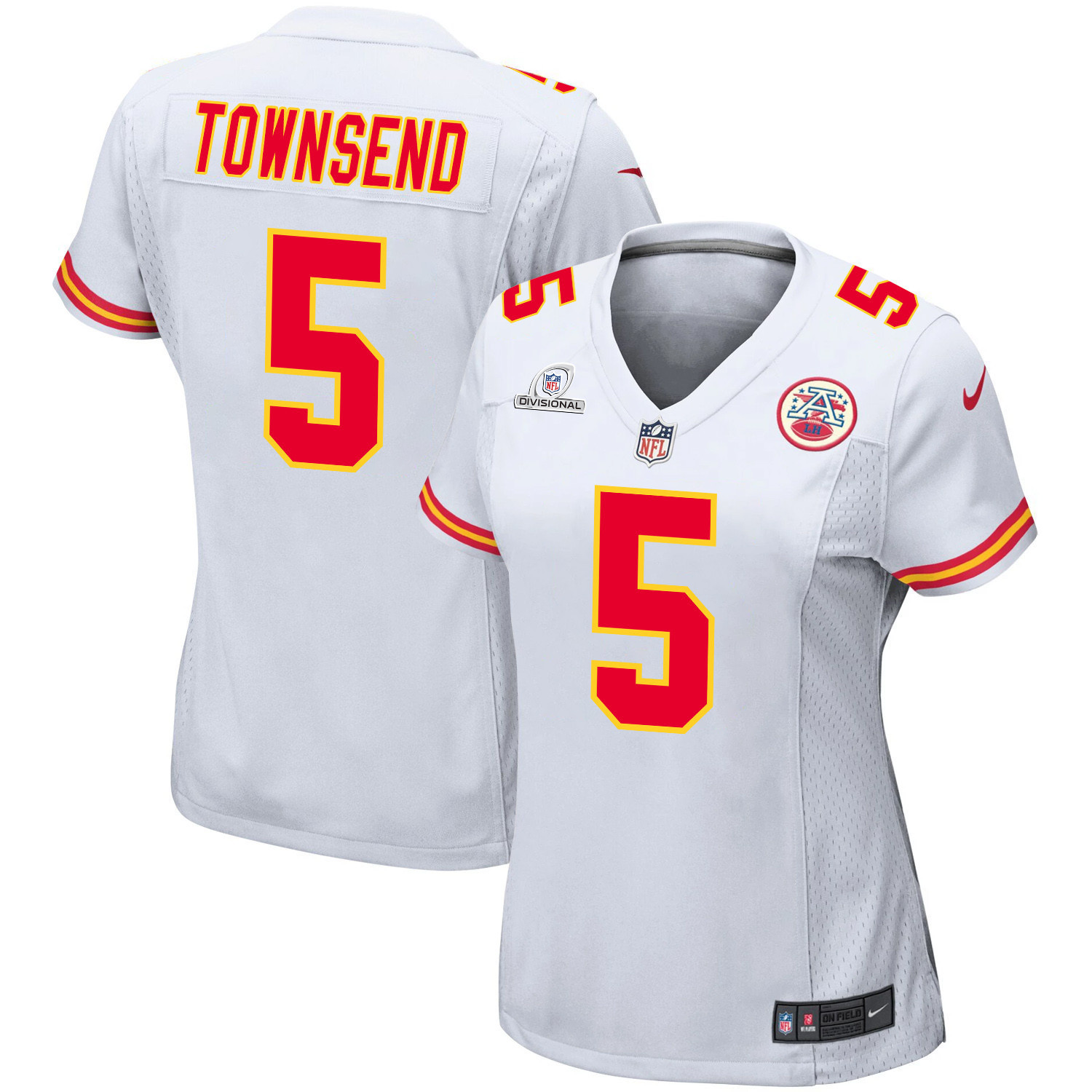 Tommy Townsend 5 Kansas City Chiefs Super Bowl LVIII Patch Game Women Jersey - White JS4439 nicesnker