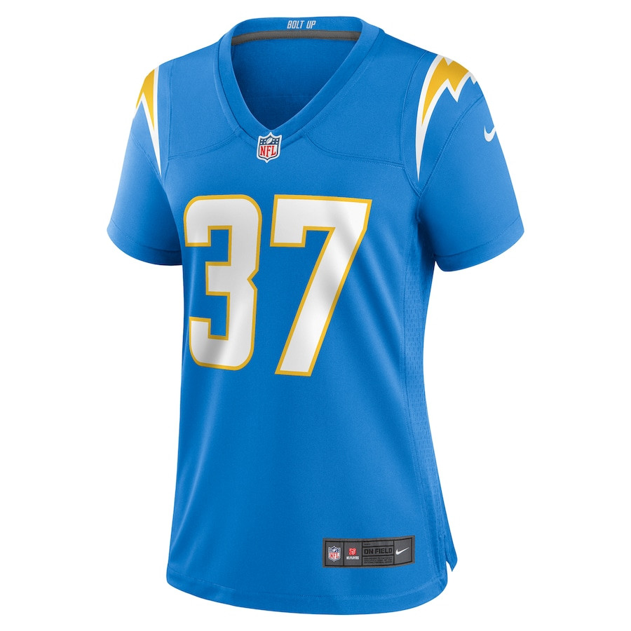 Alternative view of Tony Jefferson 37 Los Angeles Chargers Women's Game Jersey - Powder Blue JS3268 nicesnker