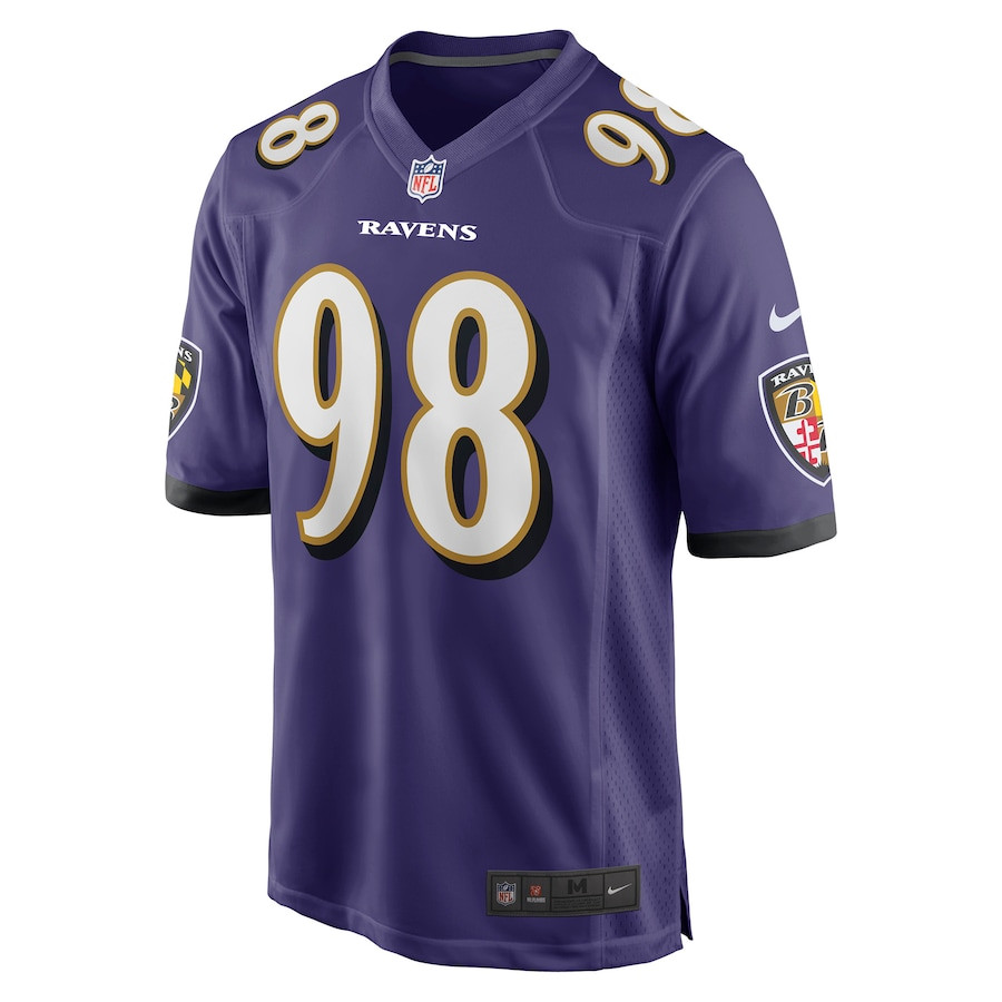 Alternative view of Travis Jones 98 Baltimore Ravens Team Game Men Jersey - Purple JS7428 nicesnker