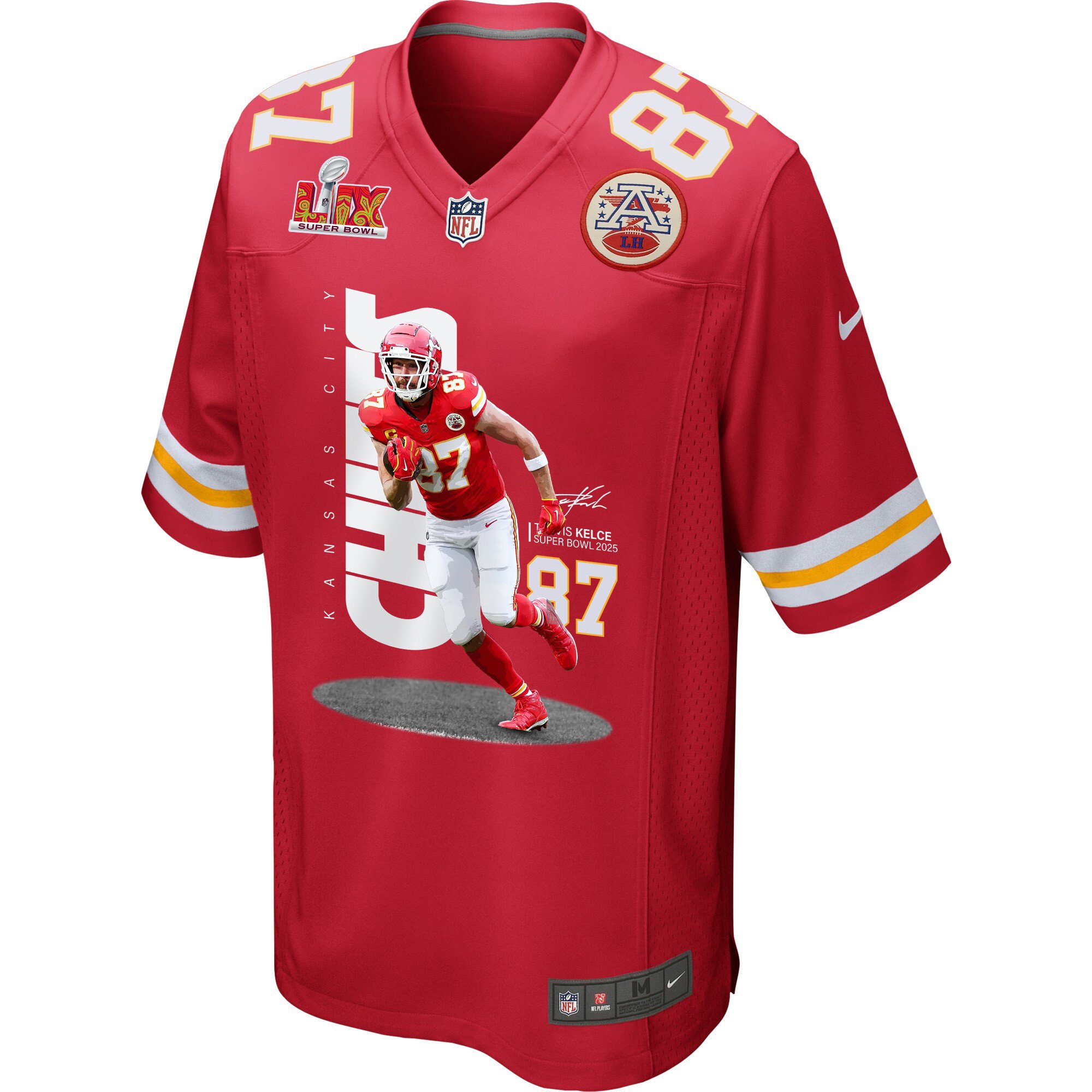 Alternative view of Travis Kelce 87 Kansas City Chiefs Big Yeti Game Men Jersey - Red JS9113 nicesnker