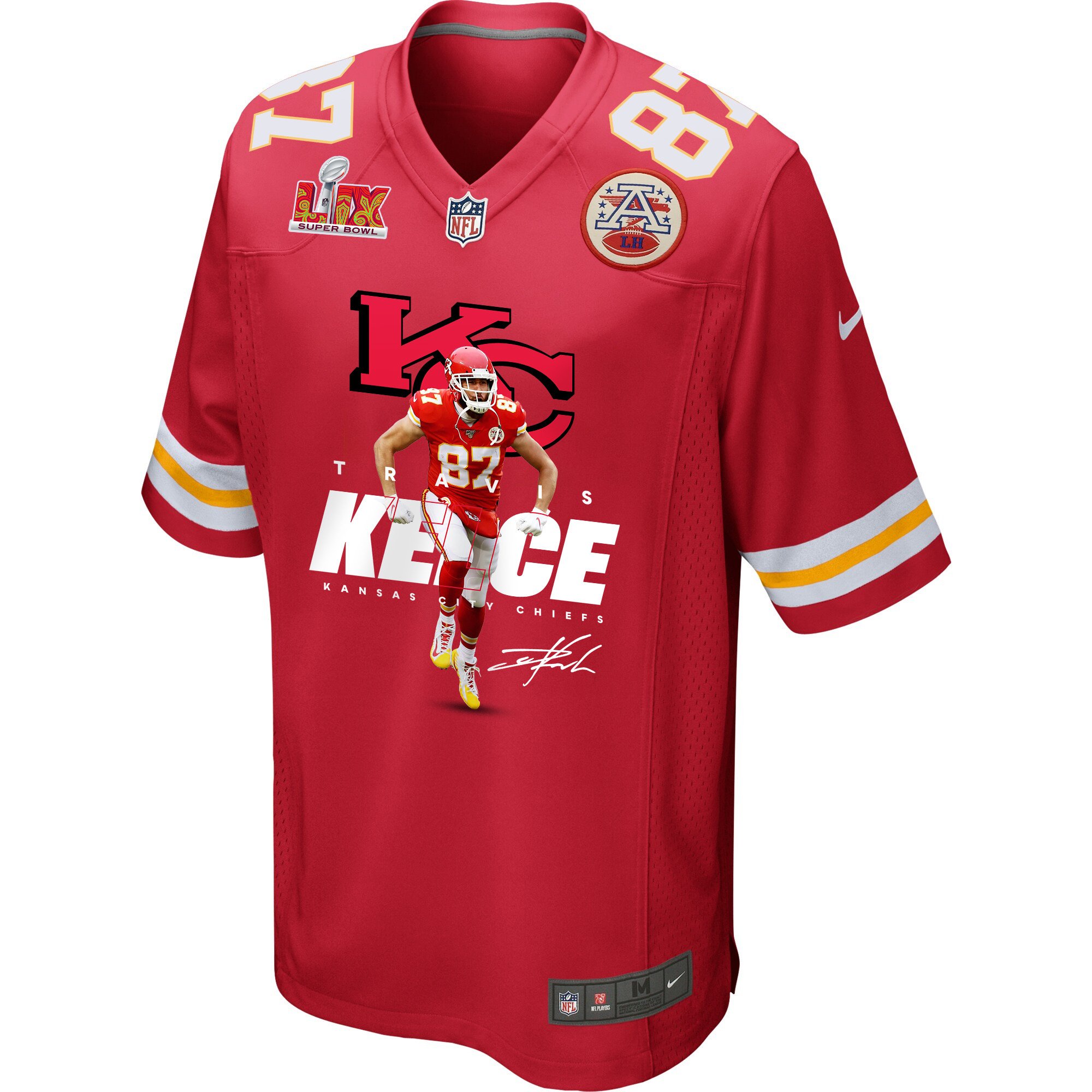 Alternative view of Travis Kelce 87 Kansas City Chiefs Kelce's Kingdom Game Men Jersey - Red JS7752 nicesnker