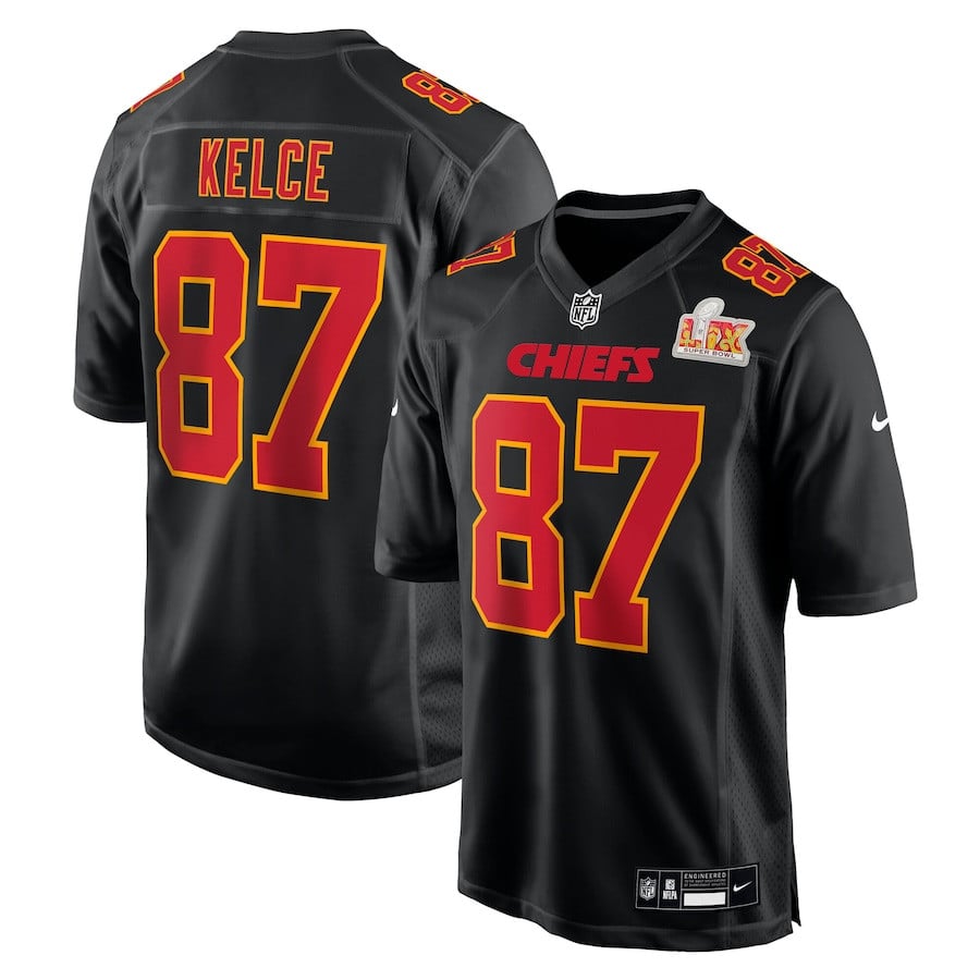 Travis Kelce 87 Kansas City Chiefs Super Bowl LIX Fashion Game Jersey - Carbon Black JS7427 nicesnker