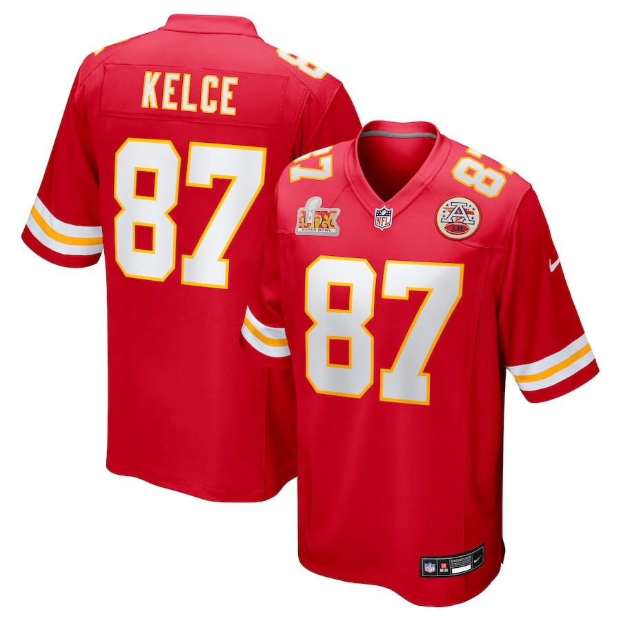 Travis Kelce 87 Kansas City Chiefs Super Bowl LIX Game Jersey - Red JS4415 nicesnker