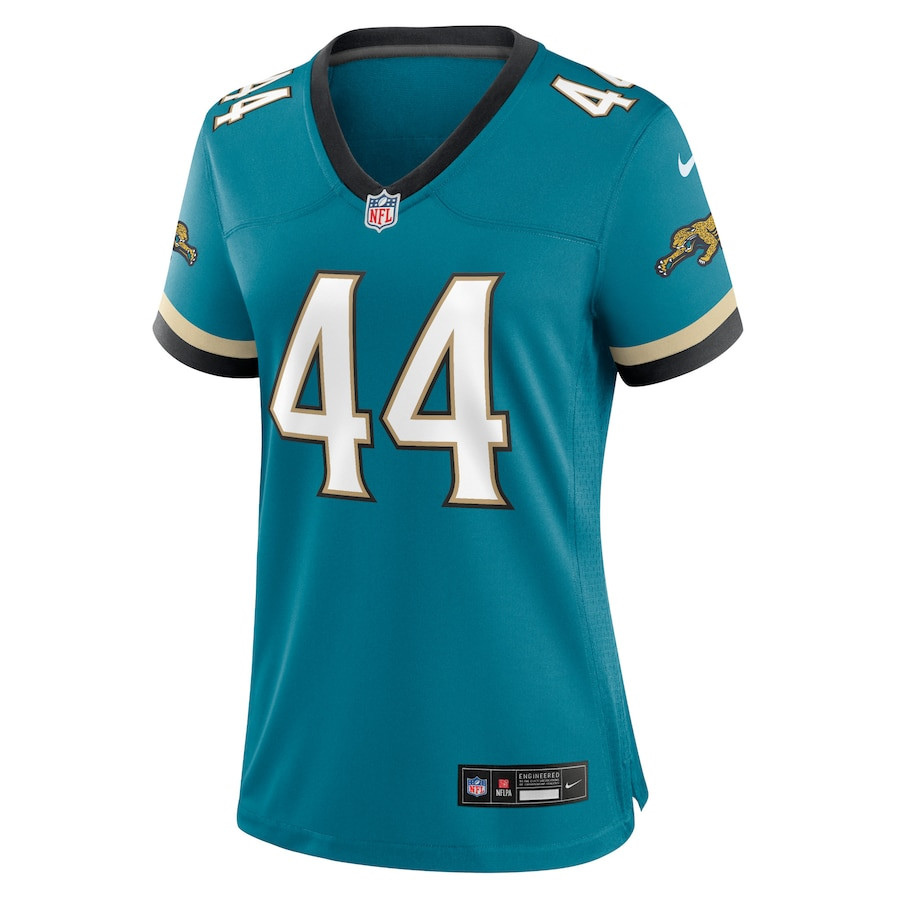 Alternative view of Travon Walker 44 Jacksonville Jaguars Women's Prowler Throwback Game Jersey - Teal JS1791 nicesnker