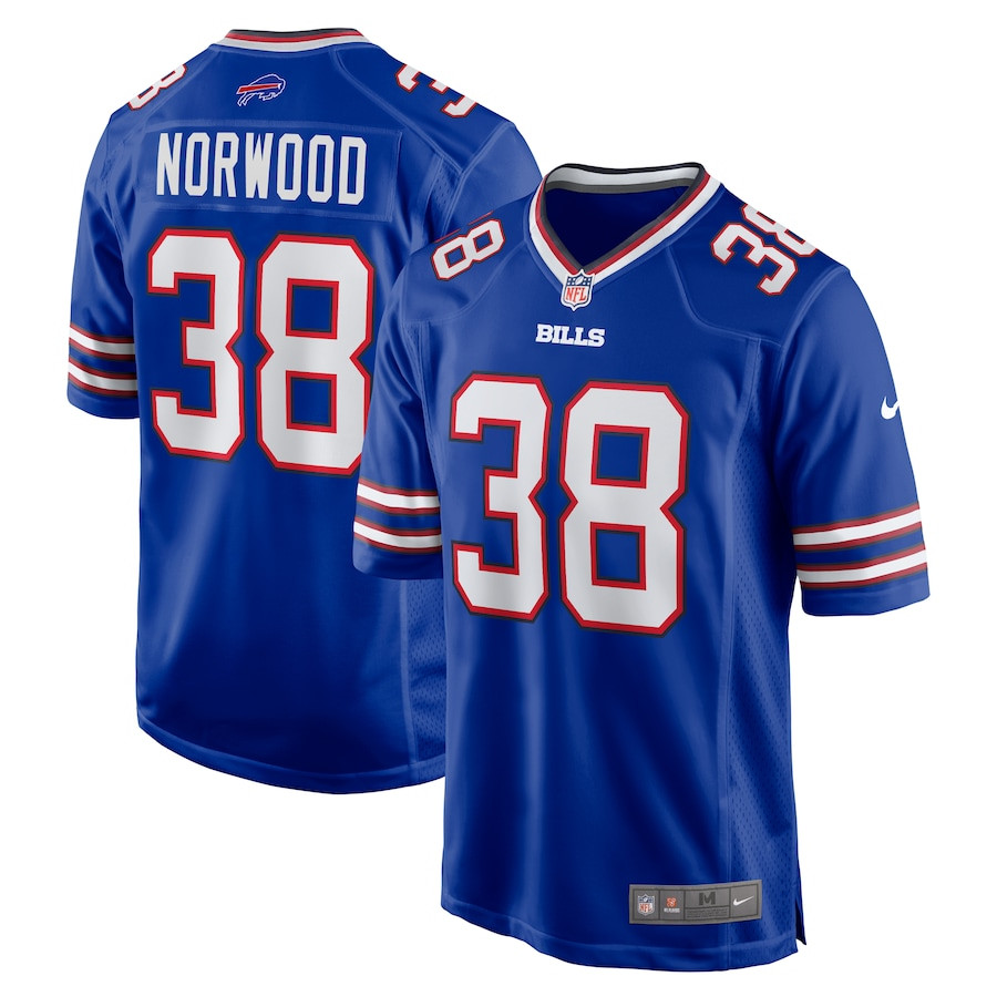 Tre Norwood 38 Buffalo Bills Team Game Jersey - Royal JS5170 nicesnker