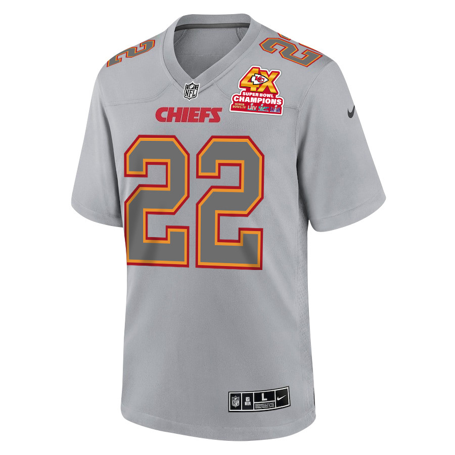 Alternative view of Trent McDuffie 22 Kansas City Chiefs Super Bowl LVIII Champions 4X Atmosphere Fashion Game Men Jersey - Gray JS9690 nicesnker