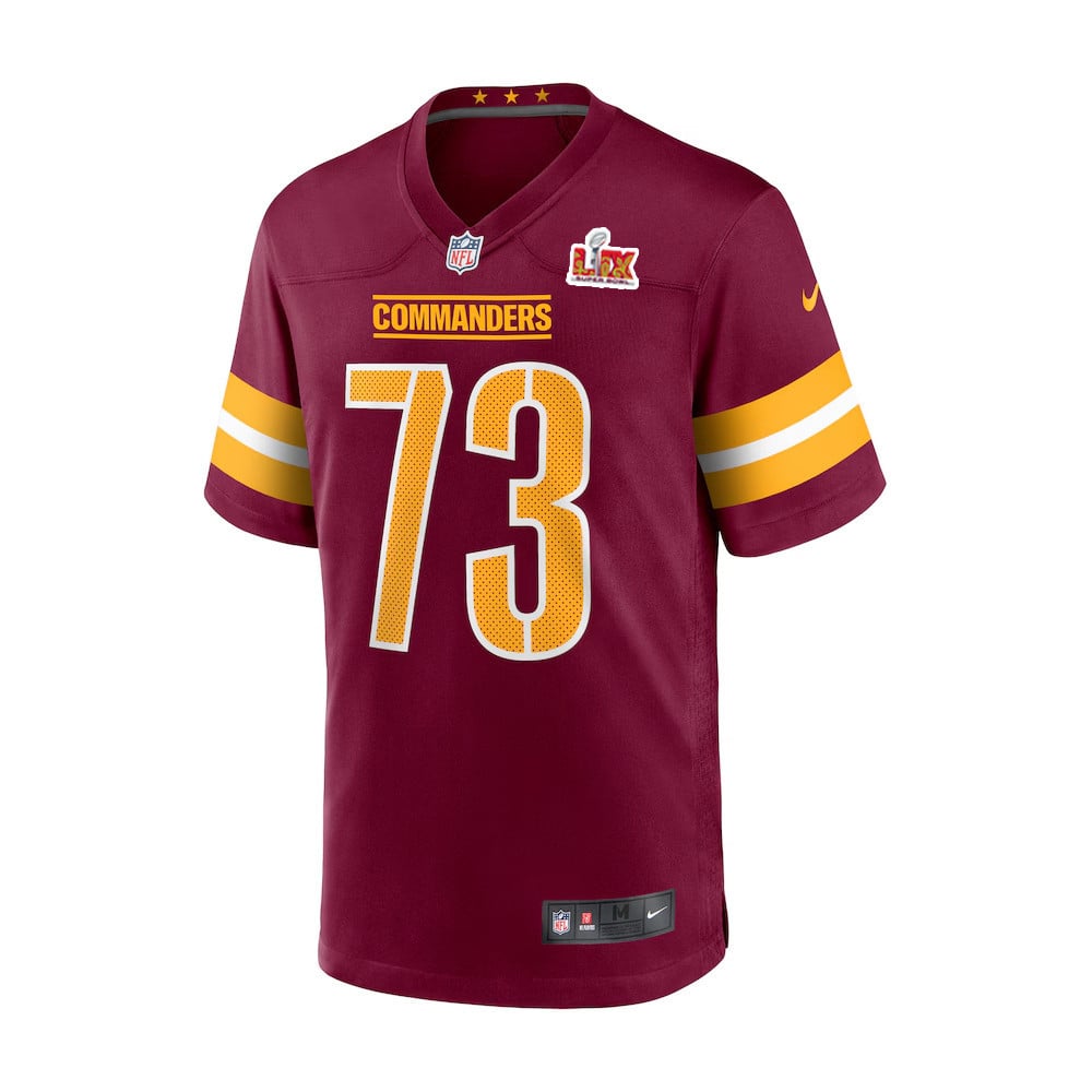 Alternative view of Trent Scott #73 Washington Commanders Super Bowl LIX Jersey - Men's - Burgundy JS7811 nicesnker