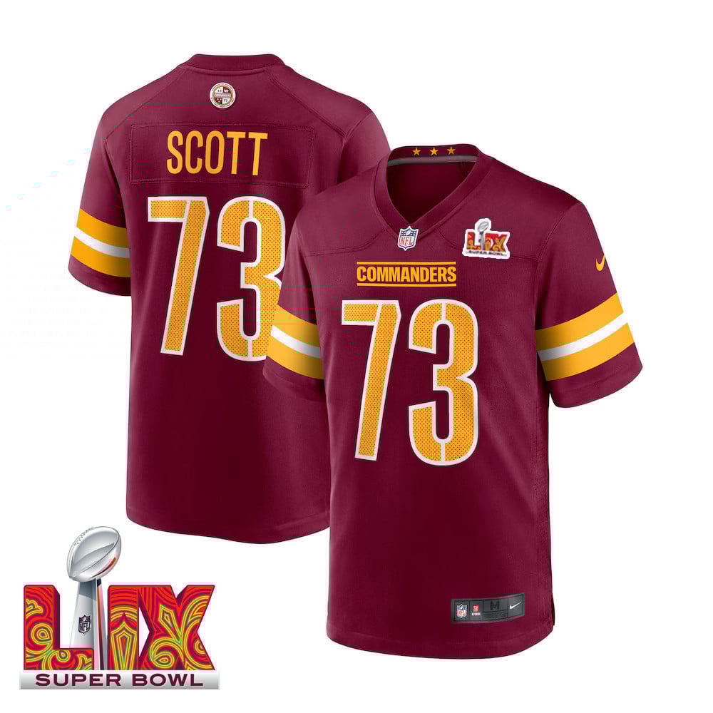 Trent Scott #73 Washington Commanders Super Bowl LIX Jersey - Men's - Burgundy JS7811 nicesnker