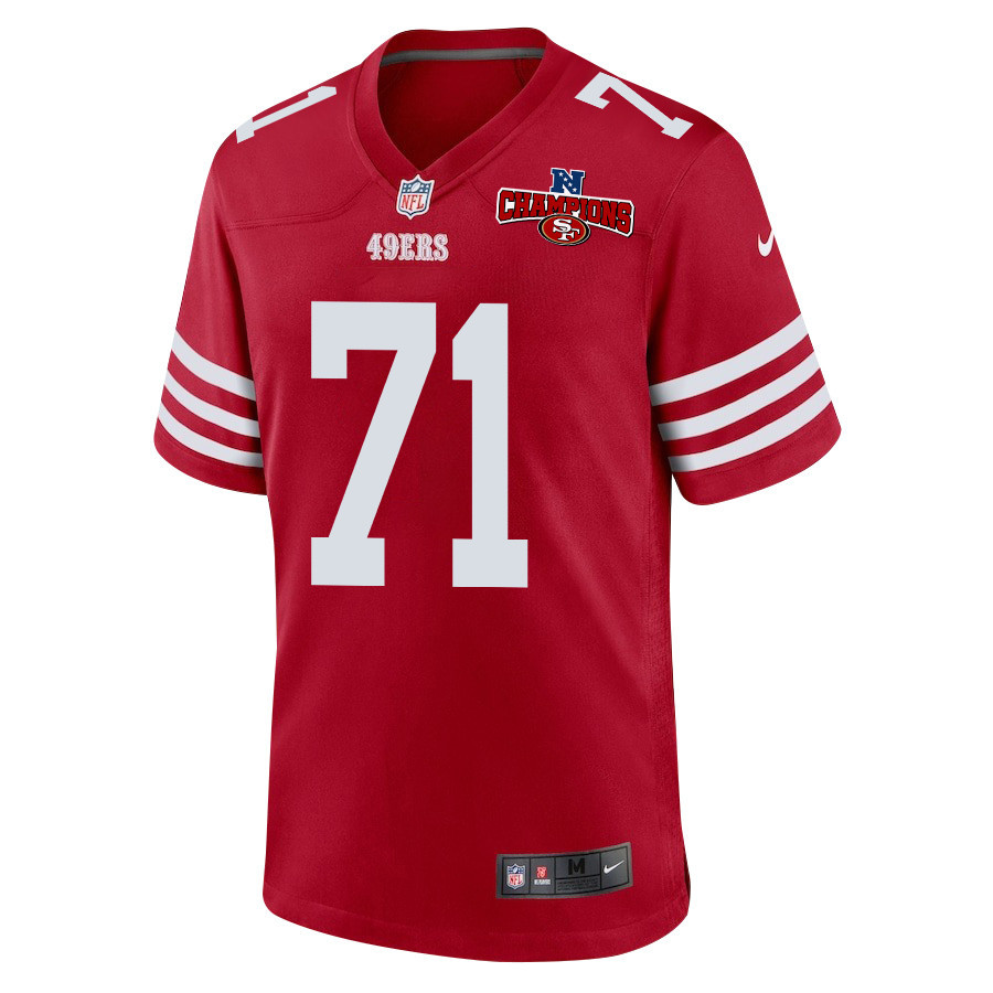 Alternative view of Trent Williams 71 San Francisco 49ers NFC Champions Patch Game Men Jersey - Scarlet JS3726 nicesnker
