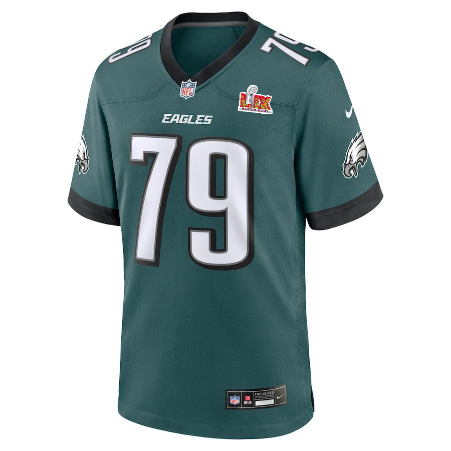Alternative view of Trevor Keegan #79 Philadelphia Eagles Super Bowl LIX YOUTH Jersey - Midnight Green JS2513 nicesnker