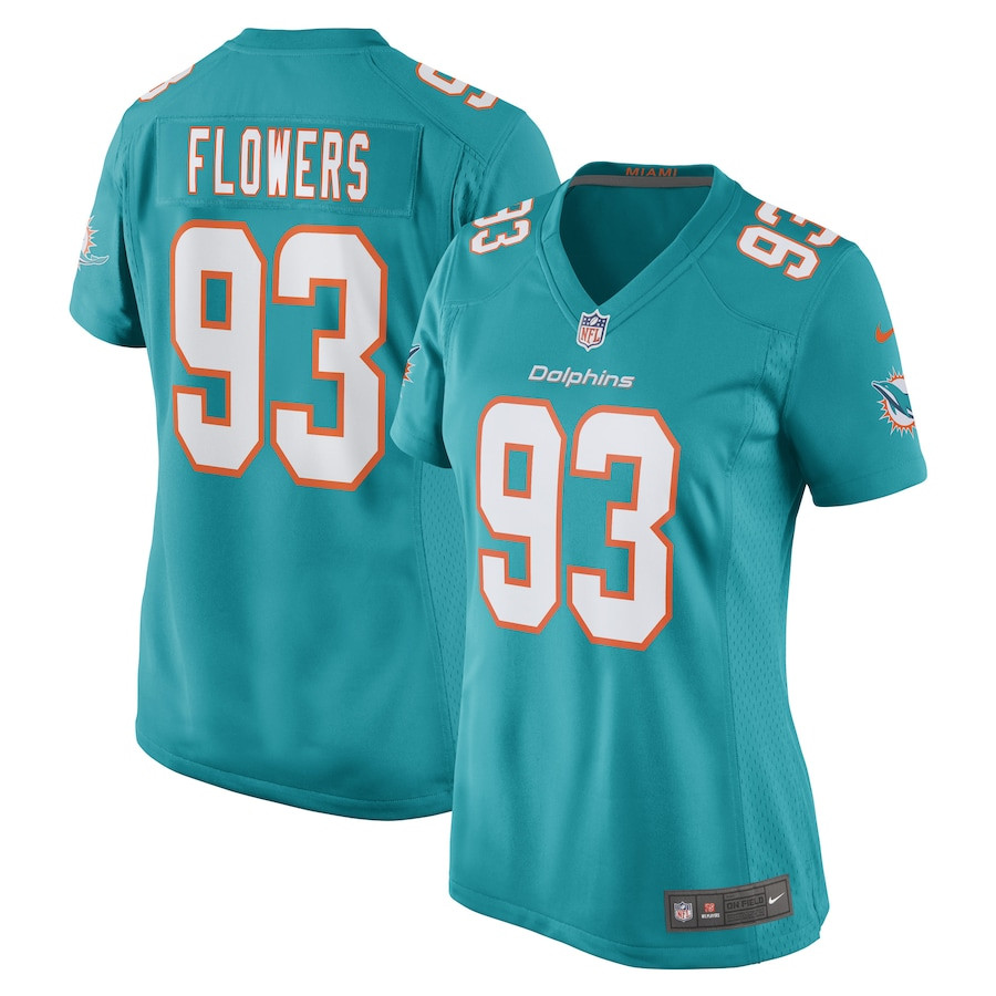 Trey Flowers 93 Miami Dolphins Women Game Jersey - Aqua JS9196 nicesnker