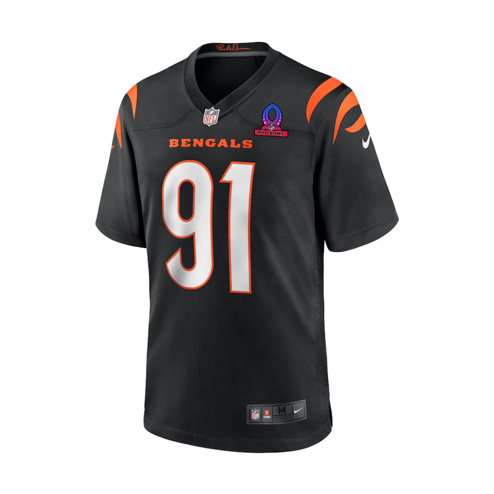 Alternative view of Trey Hendrickson 91 Cincinnati Bengals 2025 Pro Bowl Patch Game Men Jersey - Black JS3020 nicesnker