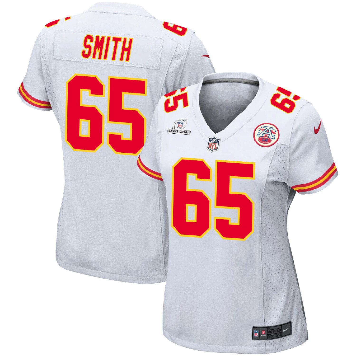 Trey Smith 65 Kansas City Chiefs Super Bowl LVIII Patch Game Women Jersey - White JS3194 nicesnker