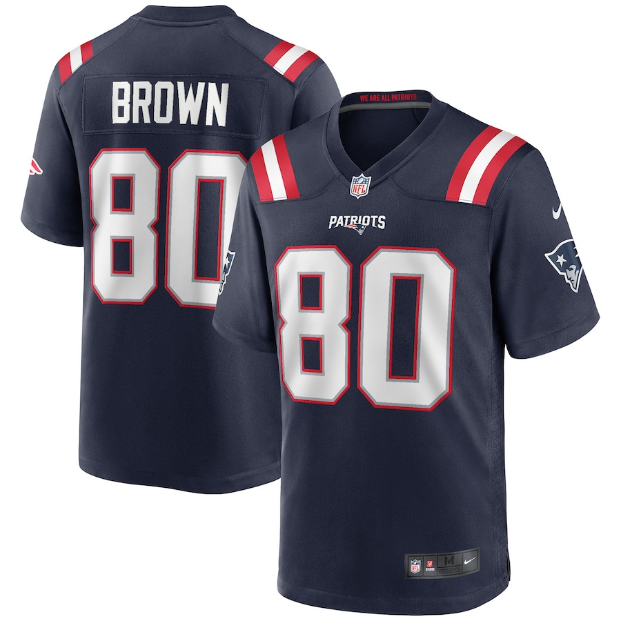 Troy Brown 80 New England Patriots Men Game Retired Jersey - Navy JS3663 nicesnker