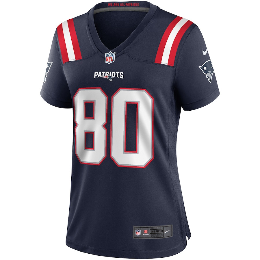 Alternative view of Troy Brown 80 New England Patriots Women Game Retired Jersey - Navy JS9386 nicesnker