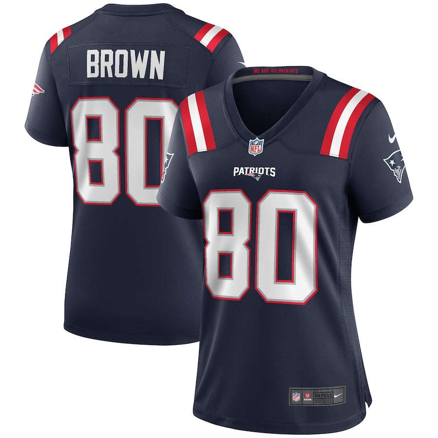 Troy Brown 80 New England Patriots Women Game Retired Jersey - Navy JS9386 nicesnker