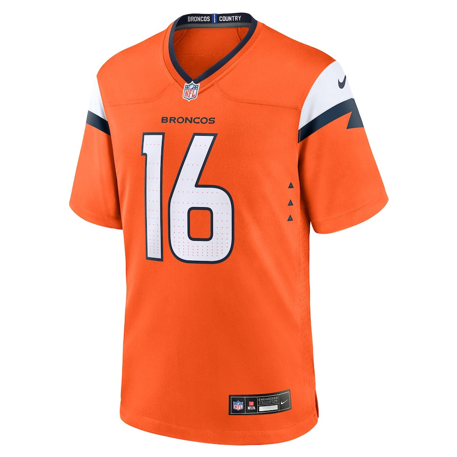 Alternative view of Troy Franklin 16 Denver Broncos Team Game Men Jersey - Orange JS3699 nicesnker