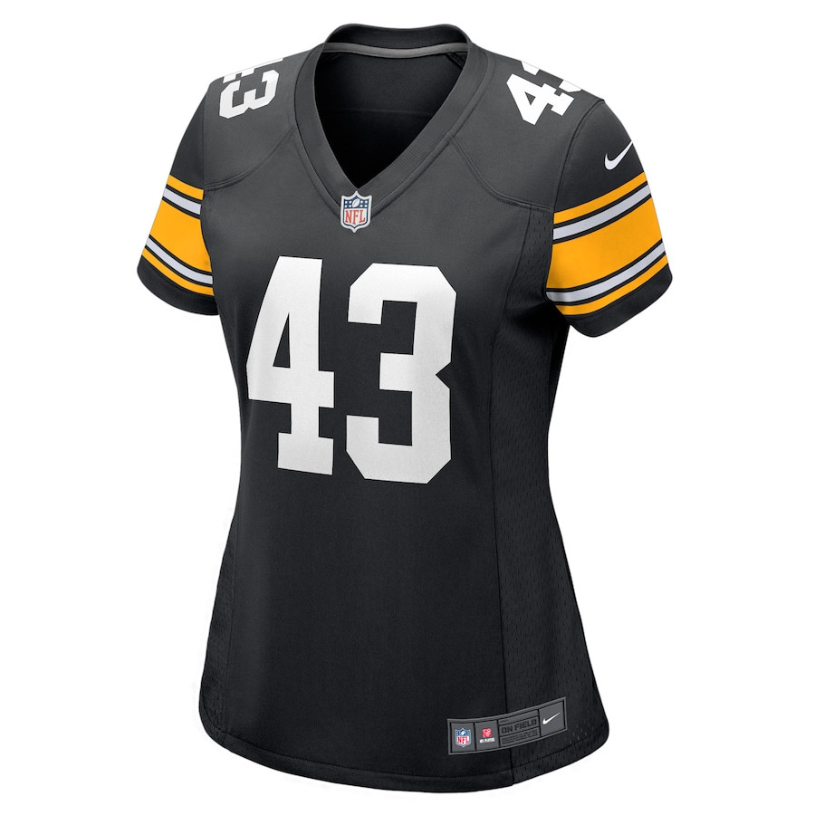 Alternative view of Troy Polamalu 43 Pittsburgh Steelers Women Retired Jersey - Black JS6655 nicesnker