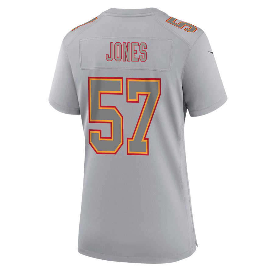 Alternative view of Truman Jones 57 Kansas City Chiefs Super Bowl LVIII Champions 4X Atmosphere Fashion Game Women Jersey - Gray JS5210 nicesnker
