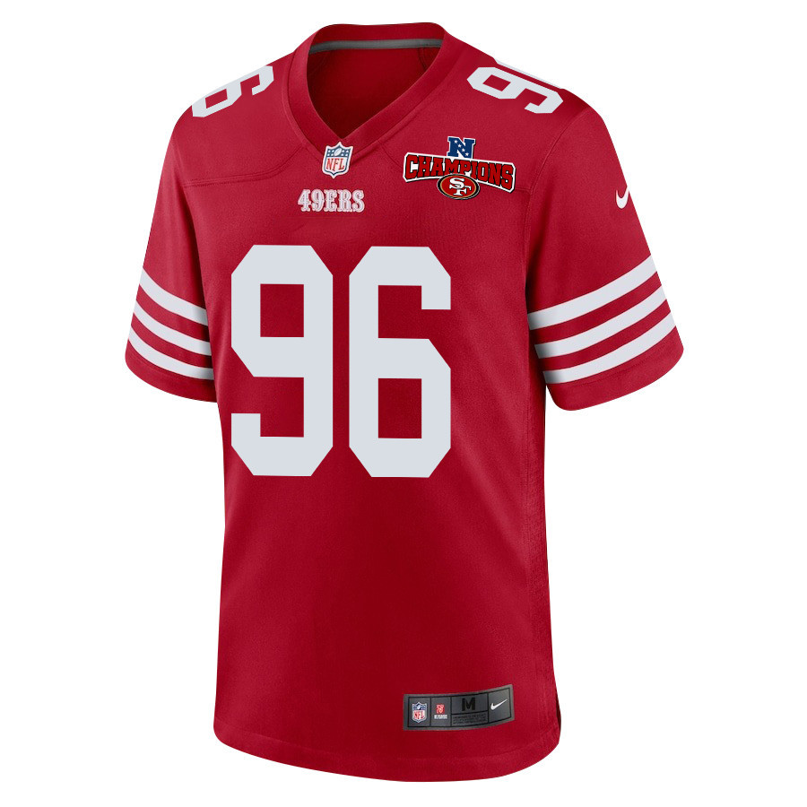 Alternative view of T.Y. McGill 96 San Francisco 49ers NFC Champions Patch Game Men Jersey - Scarlet JS5963 nicesnker