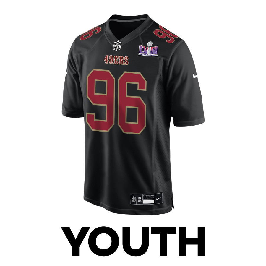 Alternative view of T.Y. McGill 96 San Francisco 49ers Super Bowl LVIII Patch Fashion Game YOUTH Jersey - Carbon Black JS1811 nicesnker