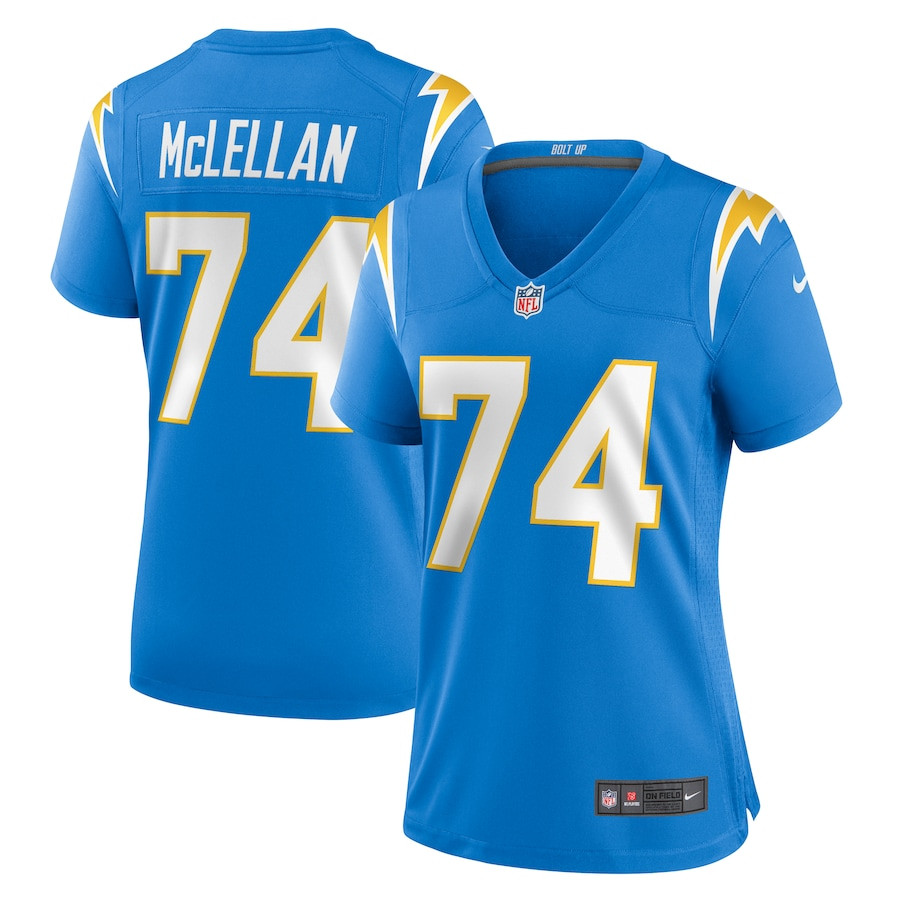 Tyler McLellan 74 Los Angeles Chargers Women's Game Jersey - Powder Blue JS7232 nicesnker