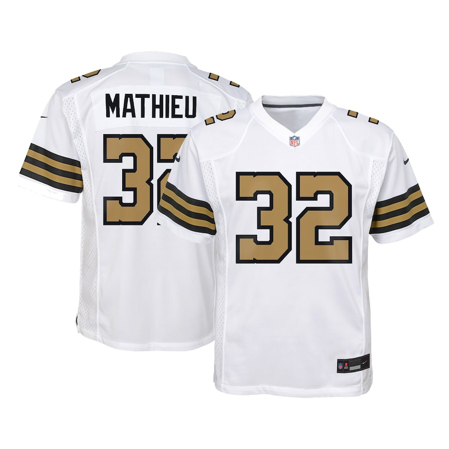 Tyrann Mathieu 32 New Orleans Saints YOUTH Game Jersey - White JS4108 nicesnker