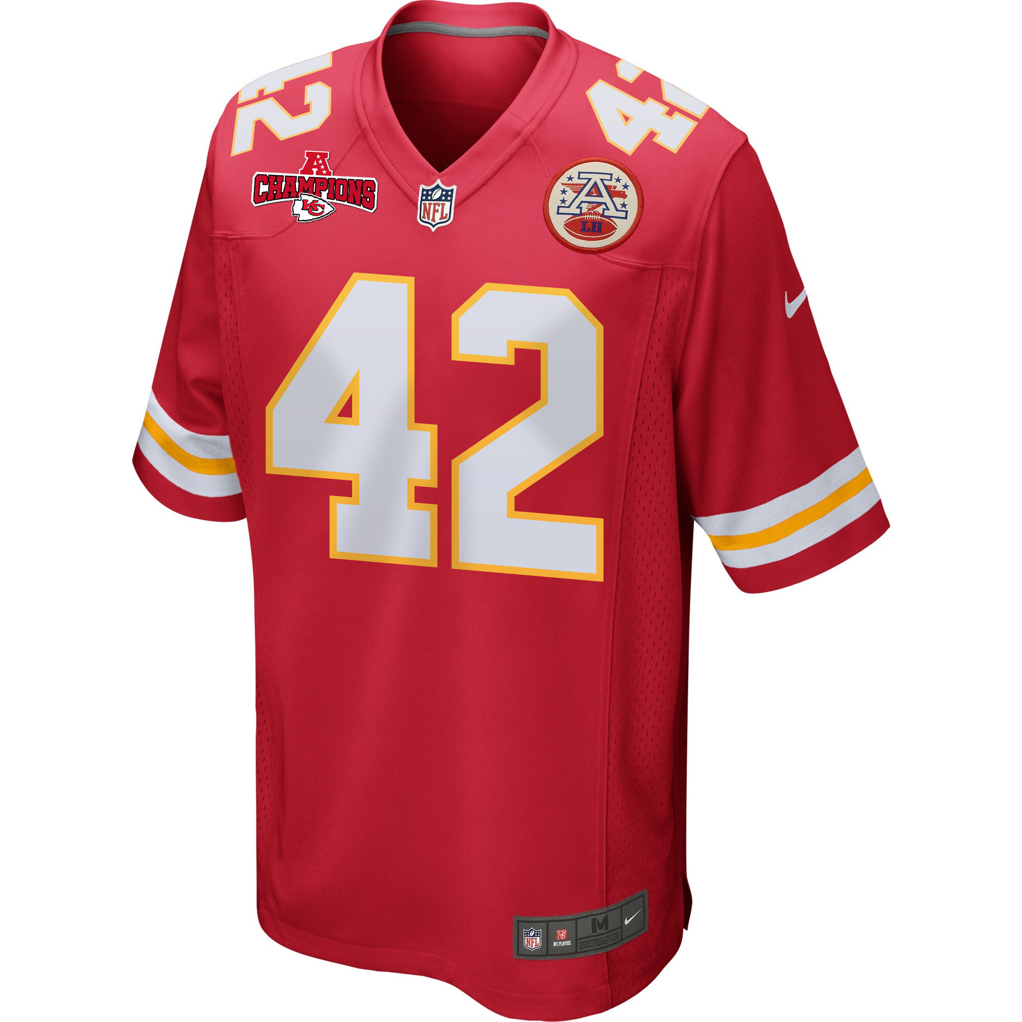 Alternative view of Tyree Gillespie 42 Kansas City Chiefs AFC Champions Patch Game Men Jersey - Red JS5089 nicesnker
